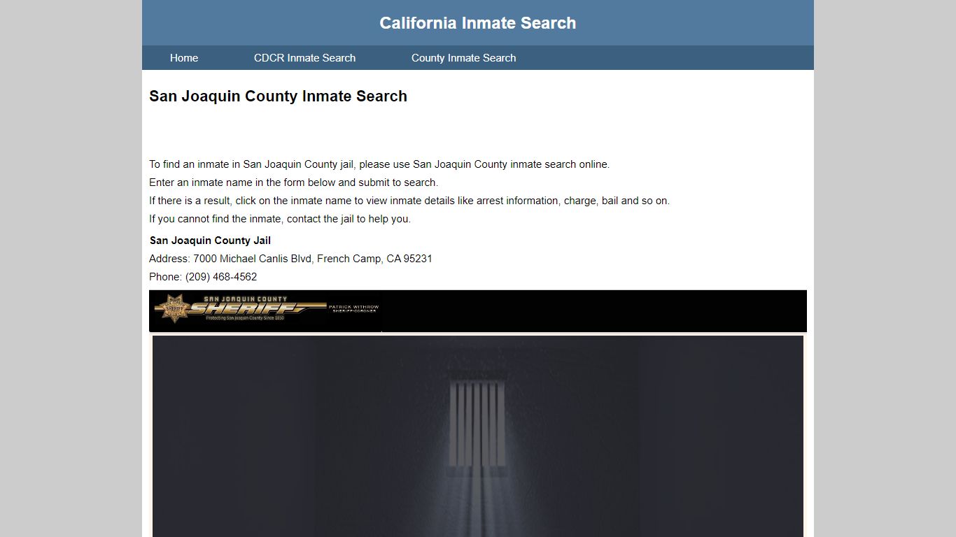 San Joaquin County Inmate Search